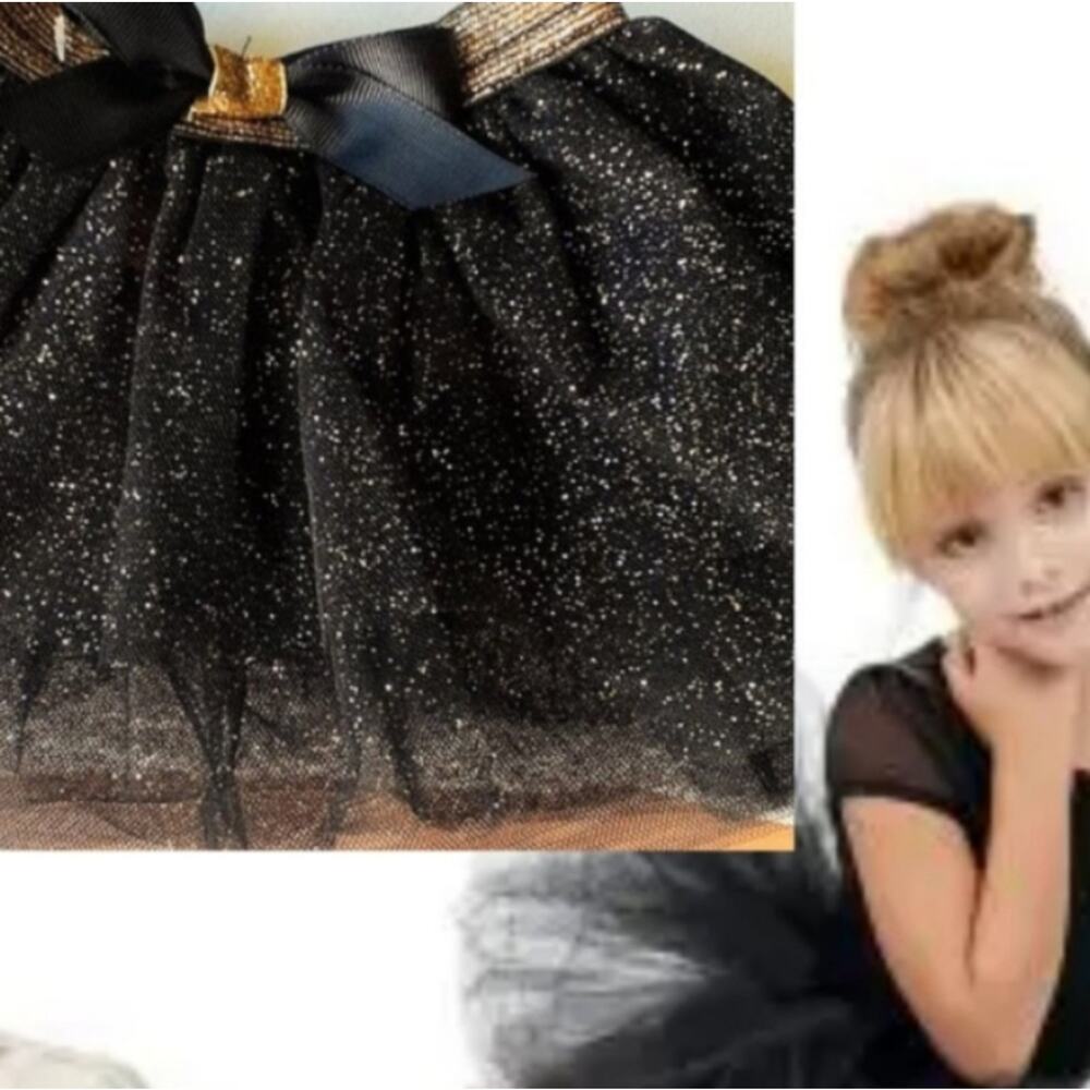 Ballerina Tutu 18M 24M Toddler Skirt Black Gold Sparkle Christmas Costume Dance